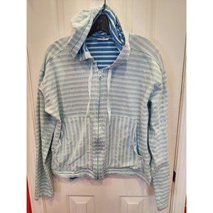 Columbia Womens L Melody Jacket Blue Fleece Lined Striped Full Zip Pockets